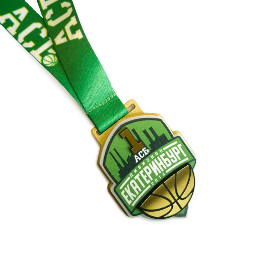 Медаль 3-слойная из металла, акрила и пластика с полноцветной печатью