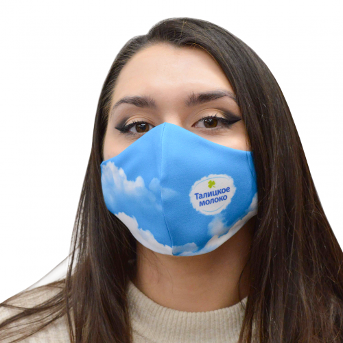 Маска для лица с принтом, защитная многоразовая анатомической формы, внутренний слой х/б