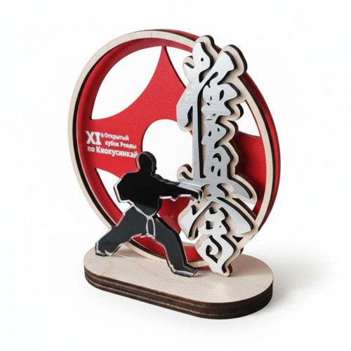 Приз из дерева (3-слойный) с акрилом и пластиком, с УФ-печатью