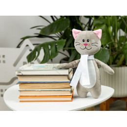Мягкая игрушка Beastie Toys, котик с белым шарфом