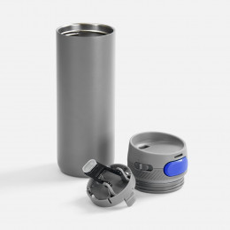 Термостакан X1 с цветной кнопкой, серый с синим