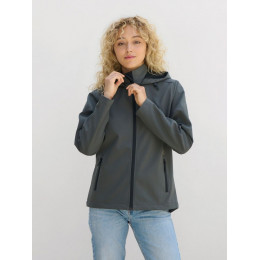 Куртка софтшелл с капюшоном женская Race Women, темно-серая