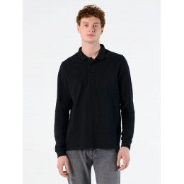 Рубашка поло мужская с длинным рукавом Winter II 210 темно-синяя