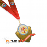 Медаль 3-слойная из металла и пластика (два слоя пластика) с полноцветной печатью